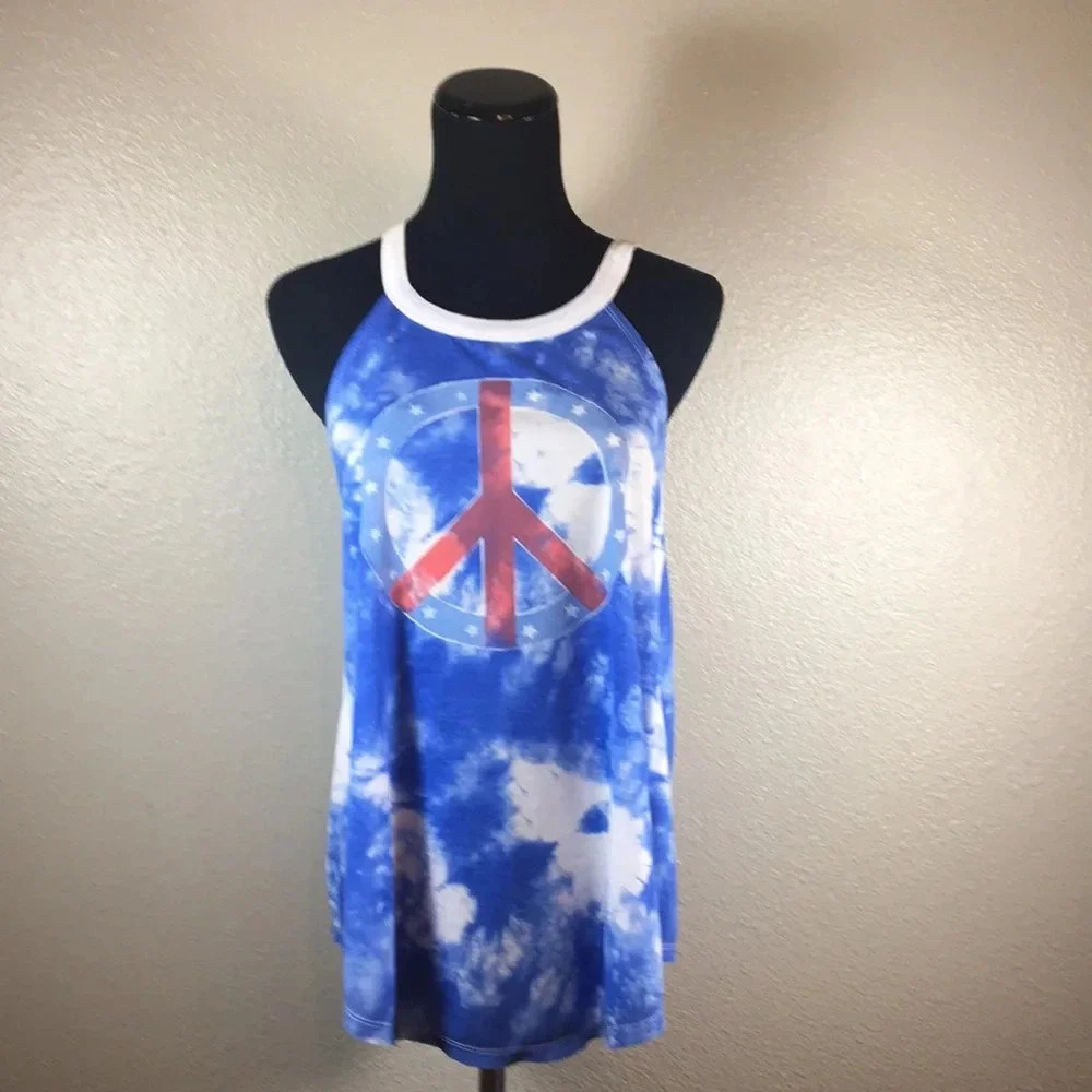 New**Modern lux tie dye halter t shirt peace